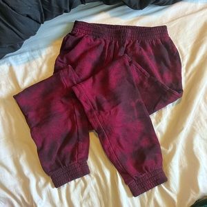 PINK maroon/black tie dye effect joggers